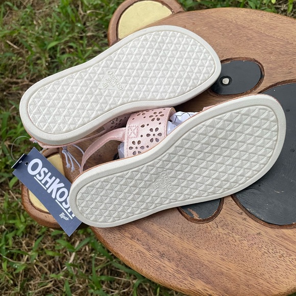 OshKosh B’gosh sandals shimmery light pink w/ flowers size 9 toddler girl - NWT - Picture 8 of 11